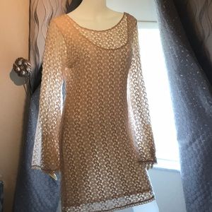 Free People macramé cream dress